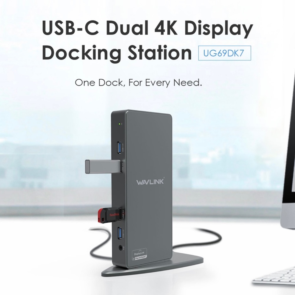 Wavlink UG69DK7 USB-C Dual 4K Display Docking Station - NWT